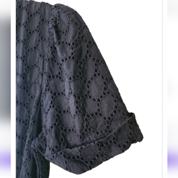 Draper James Romper Navy Blue Eyelette Gold Buttons Small Coquette Coastal Prep - Picture 11 of 11